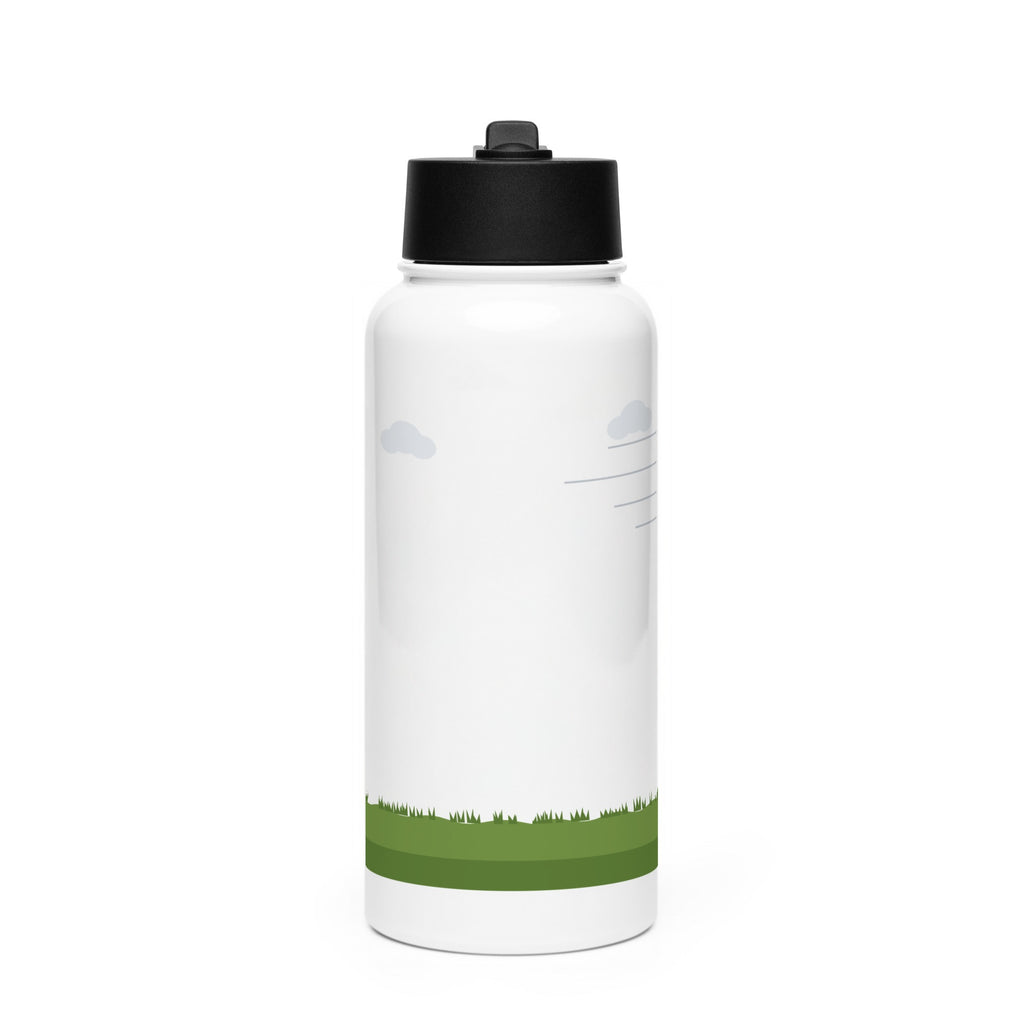 Oh Lord She Coming fighter jet 32 oz white insulated water bottle - back view
