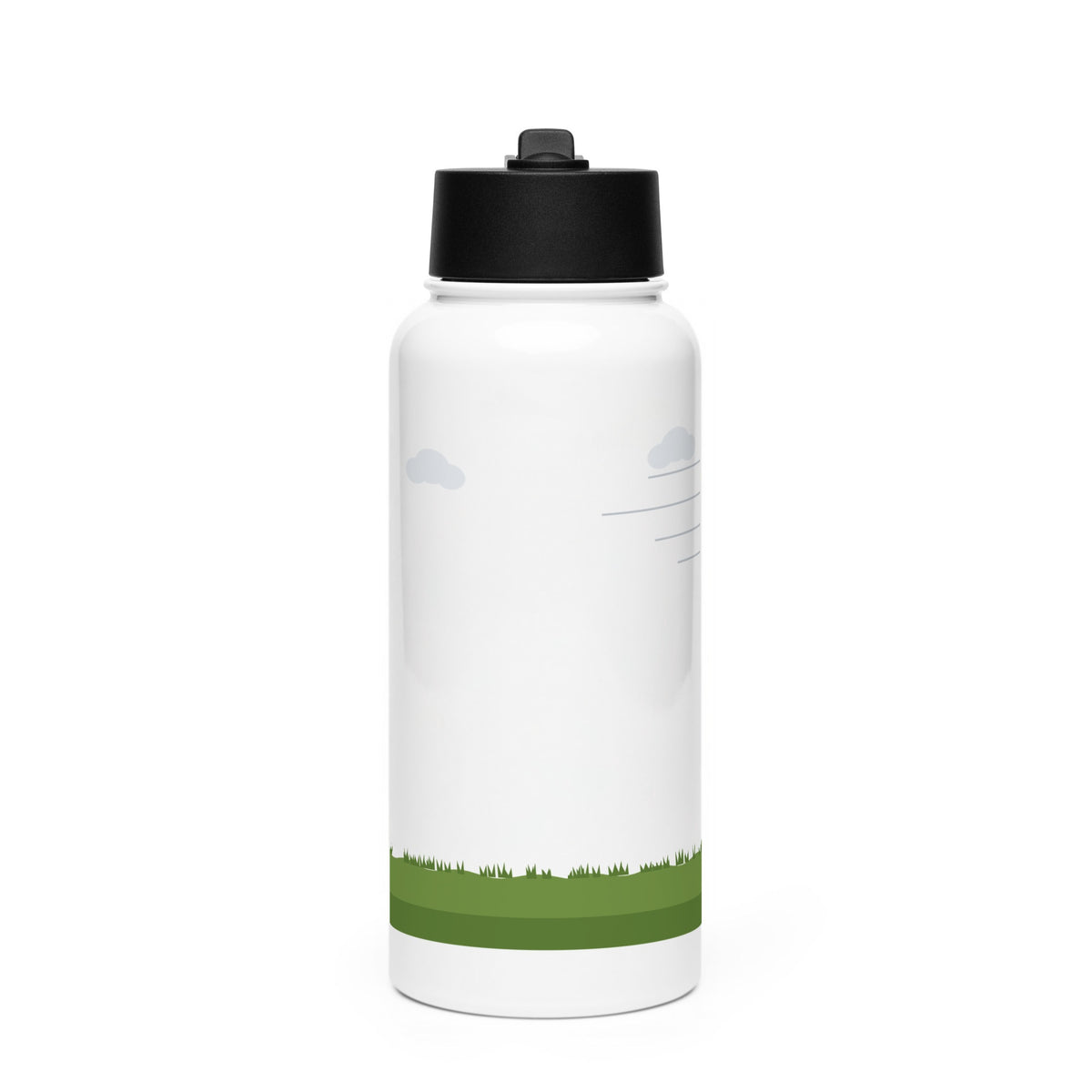 Oh Lord She Coming fighter jet 32 oz white insulated water bottle - back view