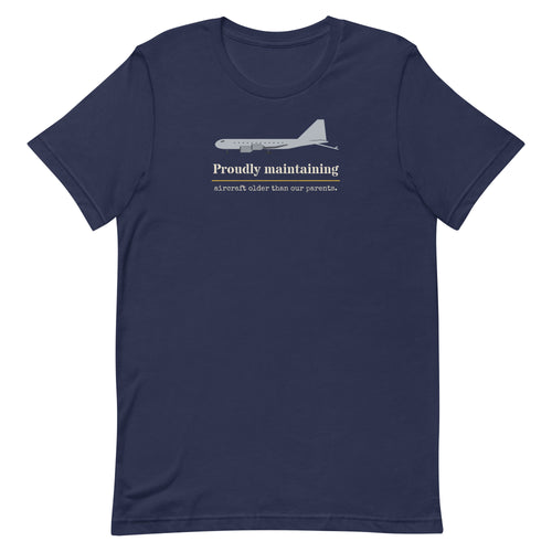 Aircraft Older Than Our Parents T-Shirt in Navy, front view